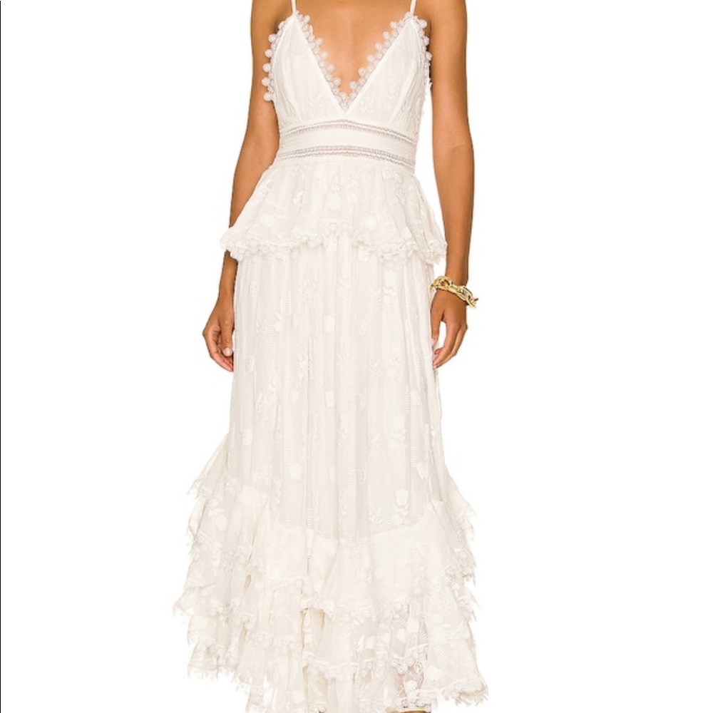 Roco Sand Marla Off-white Long Lace Gown. EUC. Women’s size M.